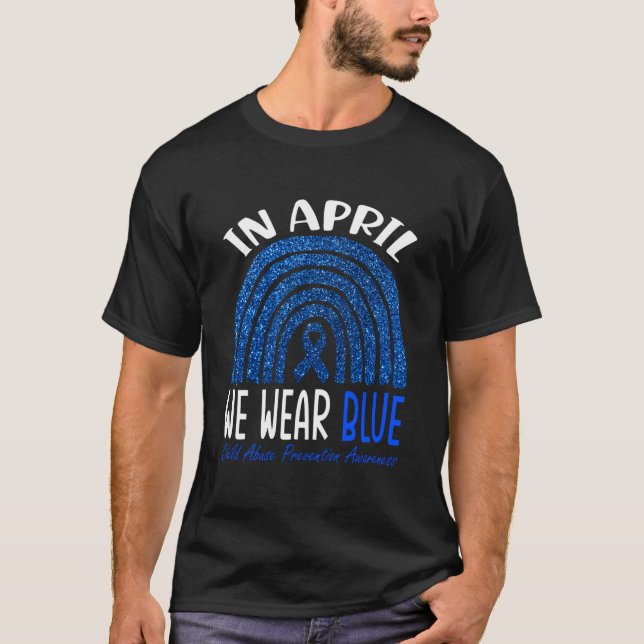 T-shirt Arc-en-ciel Avril Nous Portons Bleu Prévention de  (Devant)
