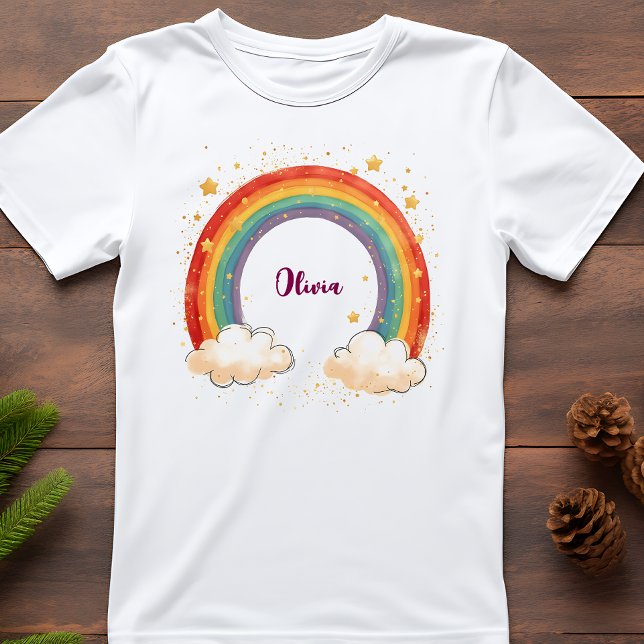 T-shirt Arc-en-ciel charmant pour filles aux étoiles brill (Créateur téléchargé)