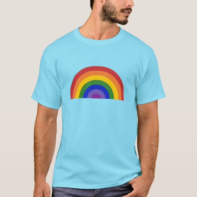 T-shirt Arc-en-ciel clair sur le bleu clair LGBT Pride (Devant)