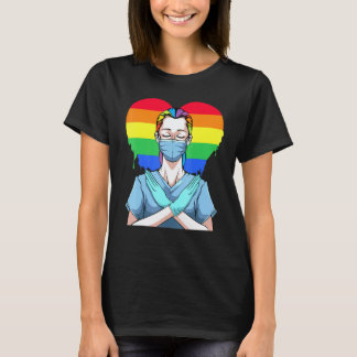 T-shirt Arc-en-ciel Cœur Gay Lesbienne Bi Homosexuel Infir