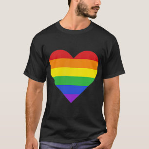 T-shirt Arc-en-ciel Coeur rayé subtil LGBT Pride Mois Gay