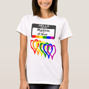 T-shirt Arc-en-ciel Coeurs de drapeau Matron d'honneur Ins
