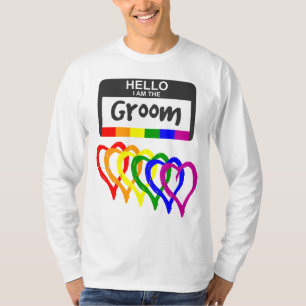 T-shirt Arc-en-ciel - Coeurs du pavillon Nom du Mariage de