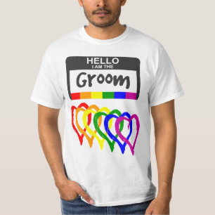 T-shirt Arc-en-ciel Coeurs du pavillon Nom du Mariage d'in