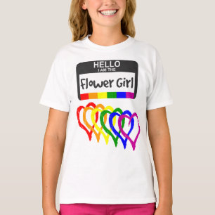 T-shirt Arc-en-ciel Coeurs Flower Nom de la fille Insigne