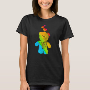 T-shirt Arc-en-ciel Couleur Ours en peluche avec Coeurs co