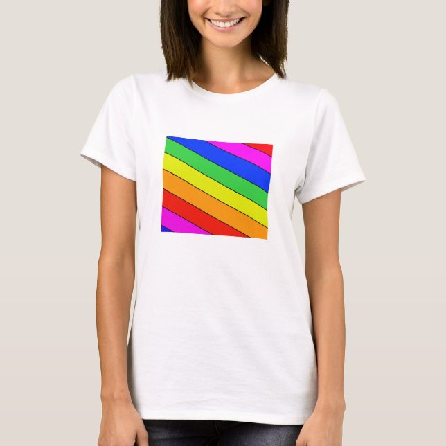 T-shirt Arc-en-ciel de bandes diagonales de couleur primai (Devant)