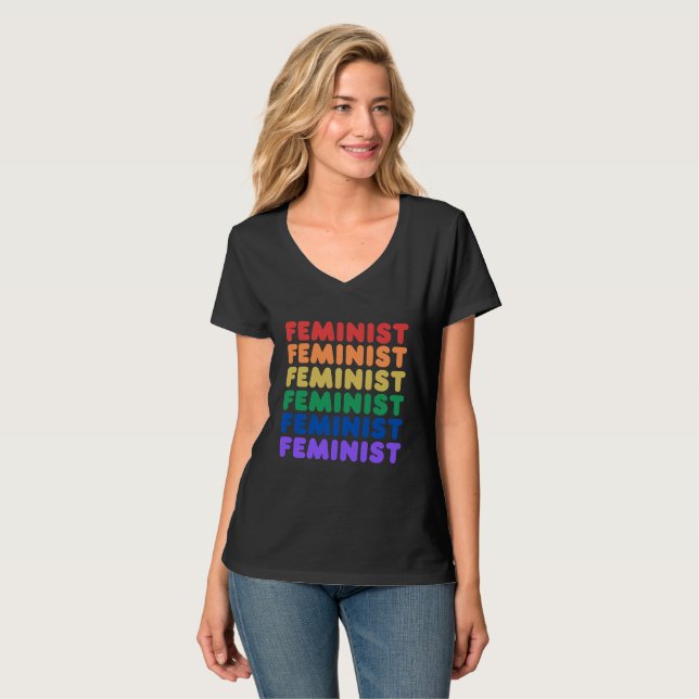 t-shirt arc-en-ciel de fierté féministe (Devant entier)