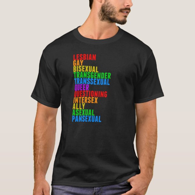 T-shirt Arc-en-ciel de gay pride de LGBTQQIAAP (Devant)