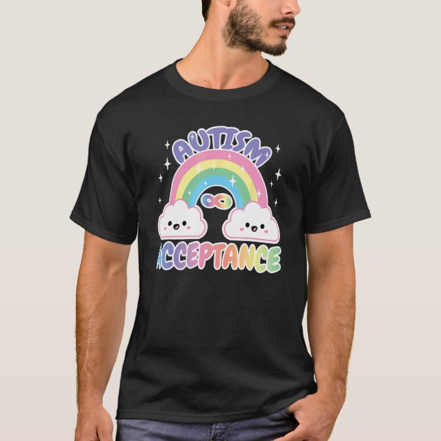 T-shirt Arc-en-ciel de l'acceptation pro de l'autisme avec (Devant)