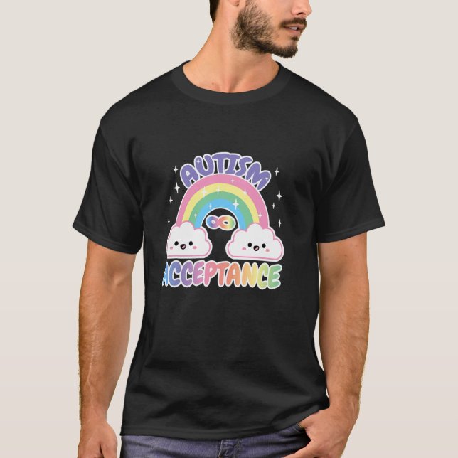 T-shirt Arc-en-ciel de l'acceptation pro de l'autisme avec (Devant)