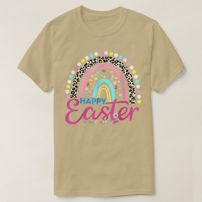 T-shirt Arc-En-Ciel De Pâques Avec Oeufs Et Lapin De Pâque (Design devant)
