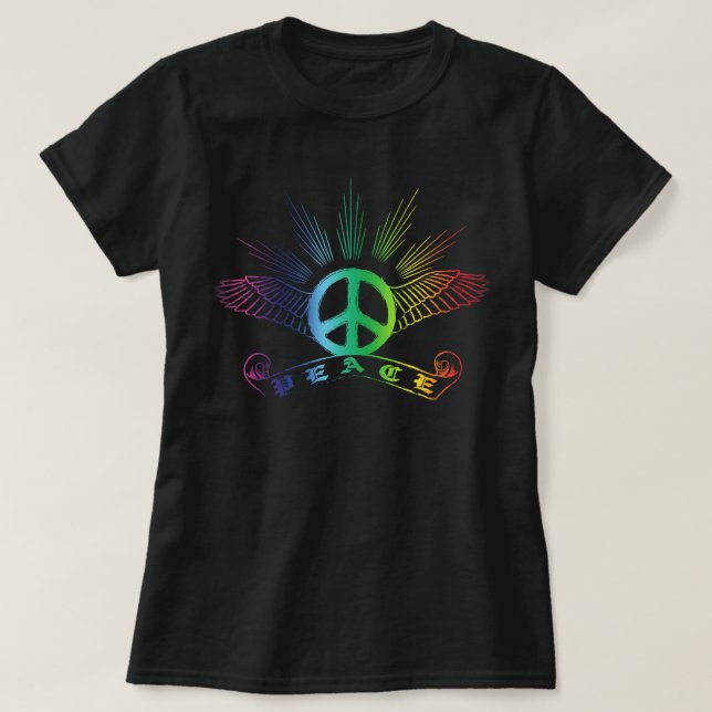 T-shirt Arc-en-ciel des ailes de paix (Design devant)
