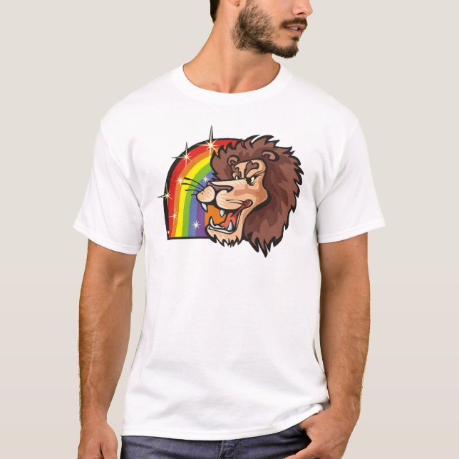 T-shirt Arc en ciel des années 1980 avec Lion Leo (Devant)