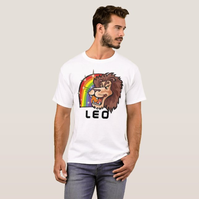 T-shirt Arc en ciel des années 1980 avec Lion Leo (Devant entier)