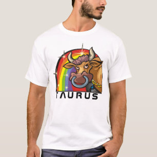 T-shirt Arc en ciel des années 1980 avec Taurus Bull