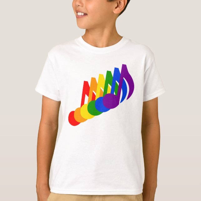T-shirt Arc-en-ciel des notes musicales (Devant)