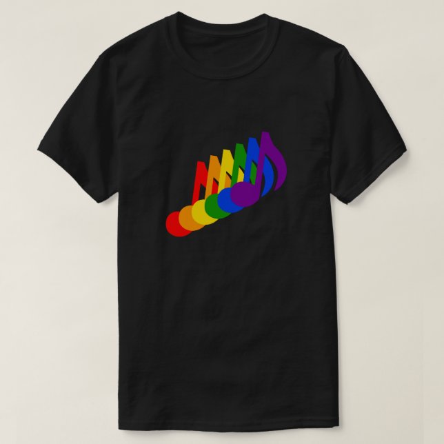 T-shirt Arc-en-ciel des notes musicales (Design devant)