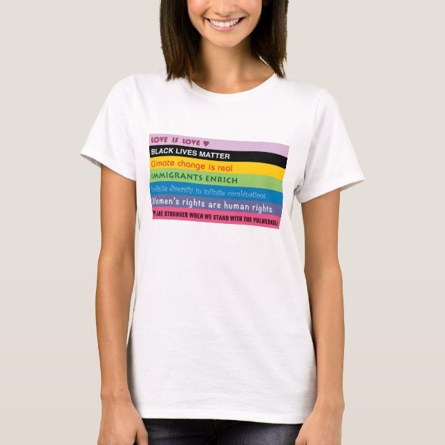 T-shirt Arc-en-ciel des slogans progressifs (Devant)