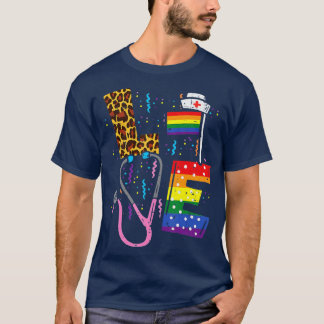 T-shirt Arc en ciel Drapeau Amour infirmière RN Scrub Top 
