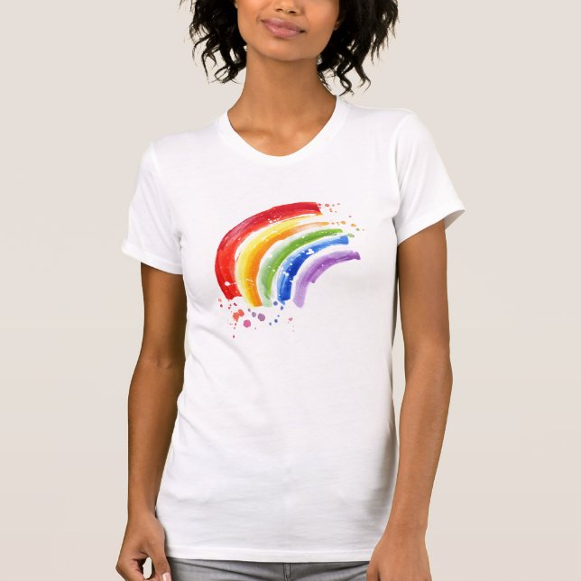 T-shirt Arc-en-ciel en aquarelle (Devant)