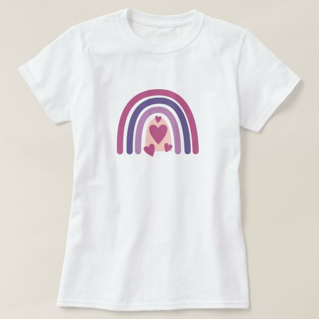 T-shirt Arc En Ciel Et Coeurs (Design devant)