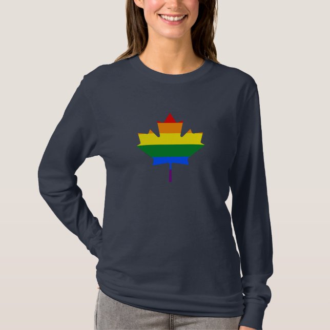 T-Shirt arc-en-ciel feuille d'érable fierté (Devant)