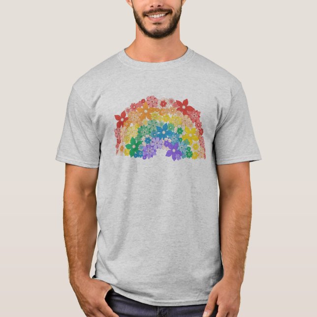 T-shirt arc-en-ciel fleuri (Devant)