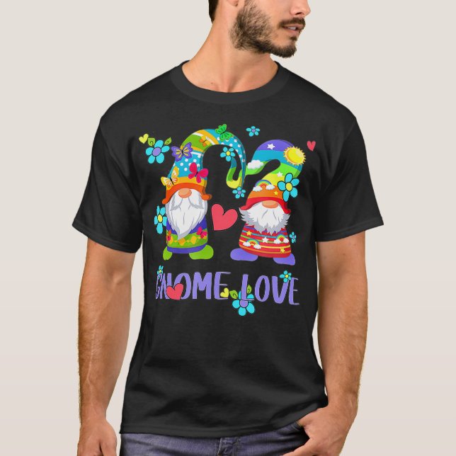 T-shirt Arc-en-ciel Gnome montre l'amour du coeur pour le  (Devant)