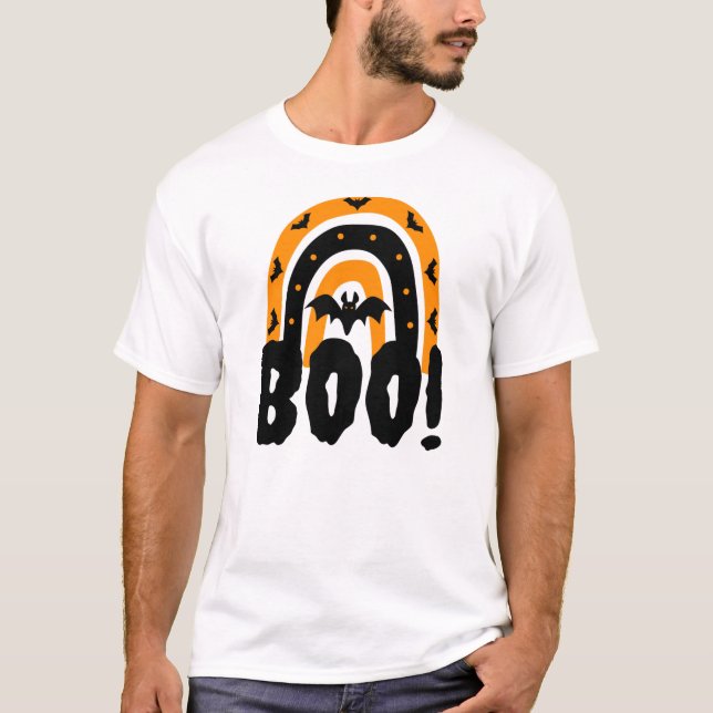 T-shirt arc-en-ciel Halloween Boo Halloween (Devant)