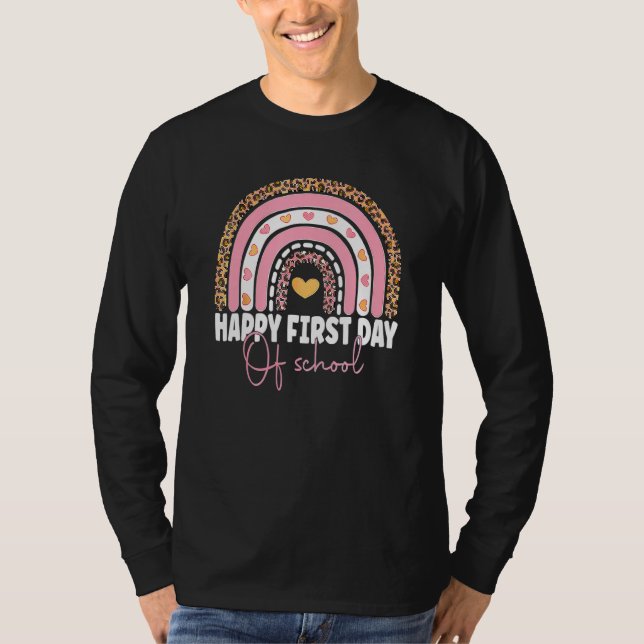T-shirt Arc En Ciel Joyeux Premier Jour D'Enseignant À L'É (Devant)