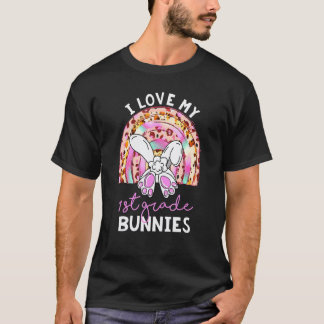 T-shirt Arc-en-ciel léopard J'aime mes lapins de 1re année