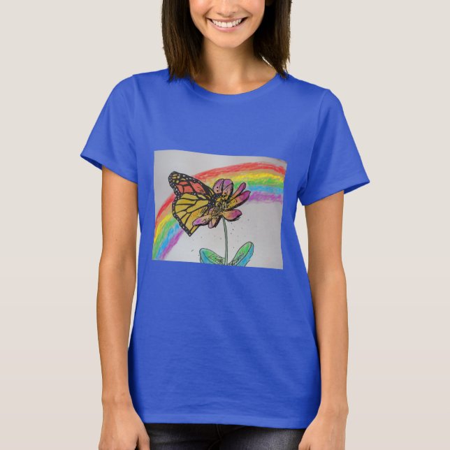 T-shirt Arc-en-ciel Monarque Papillon Peinture Femme T Che (Devant)