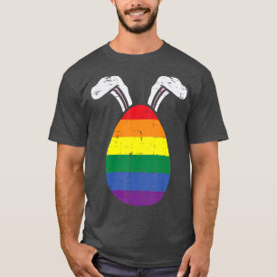 T-shirt Arc-en-ciel Oeuf Bunny Oreilles Gay pride Pâques L