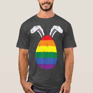 T-shirt Arc-en-ciel Oeuf Bunny Oreilles Gay pride Pâques L