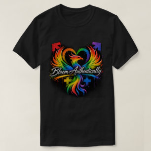 T-shirt Arc-en-ciel Phoenix Cœur "Épanouissez-vous Authent