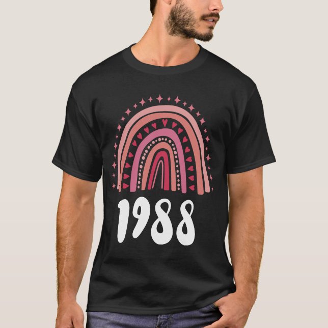 T-shirt Arc-En-Ciel Rouge Année De Naissance 1988 Annivers (Devant)