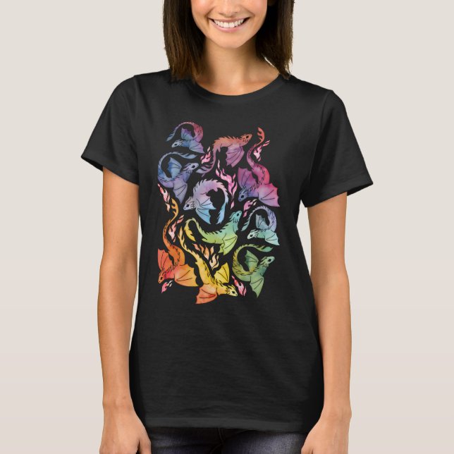 T-shirt Arc-en-ciel sombre de feu de dragon (Devant)