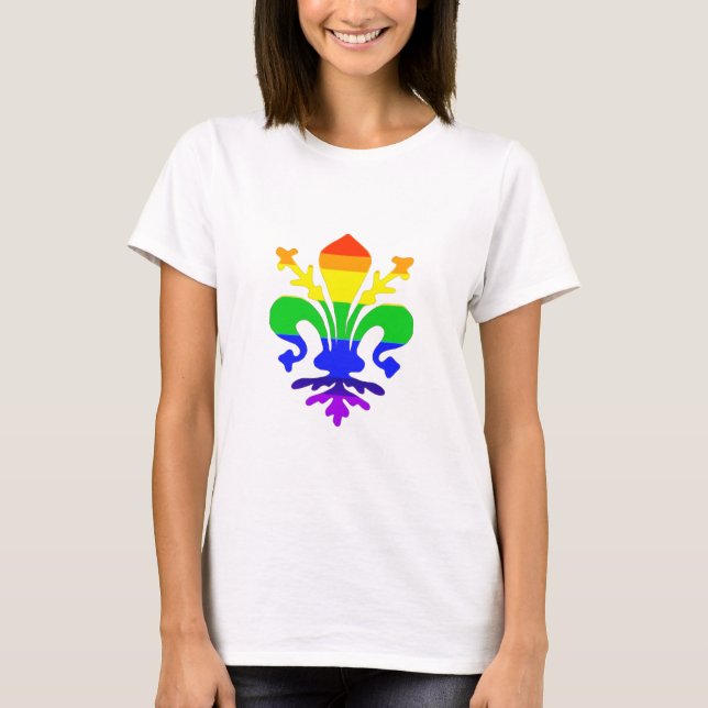 T-shirt Arc-en-ciel stylisé Fleur de Lis (Devant)
