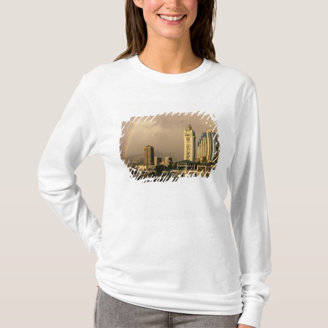 T-shirt Arc en ciel sur Honolulu, Hawaï, États-Unis 2 (Devant)