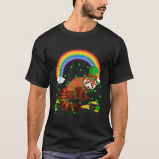 T-shirt Arc-en-ciel Trèfle Irlandais Panda Rouge Fête De L