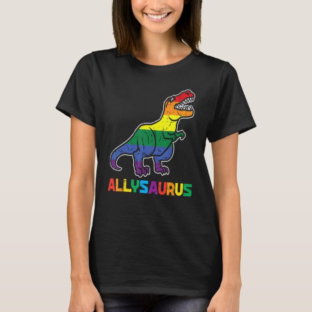 T-shirt Arc en ciel Trex Allysaurus Gay pride Drapeau Lgbt (Devant)