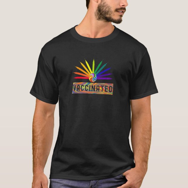 T-shirt Arc-en-ciel vacciné - Entièrement vacciné 2021 - D (Devant)