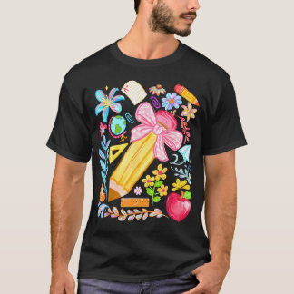 T-shirt Arc-en-cœur de professeur Crayon Retour heureux à
