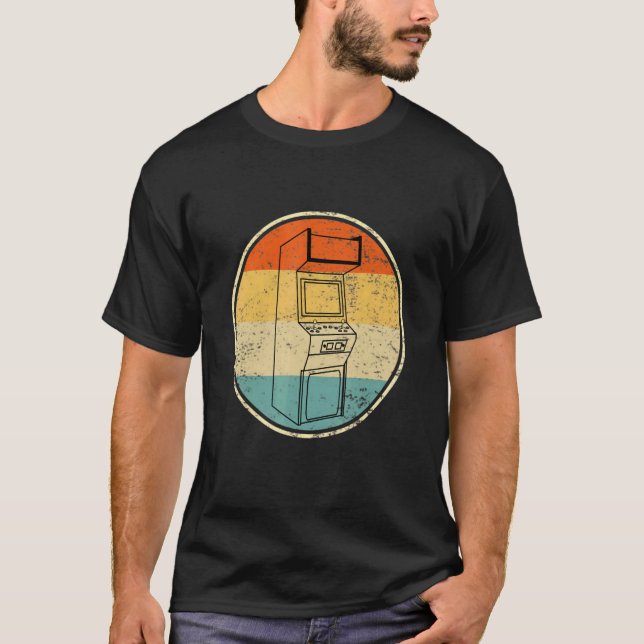 T-shirt Arcade Game Machine Cabinet Nostalgie Retro 80s G (Devant)