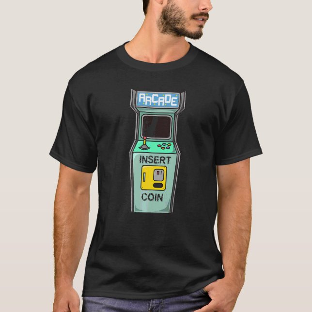 T-shirt Arcade Jeu Retro Gamer Insérer pièce (Devant)