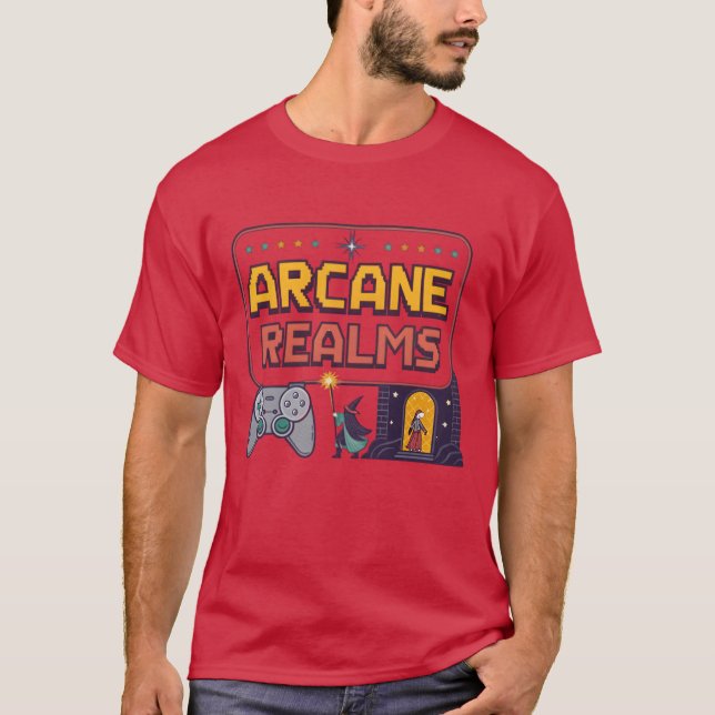 T-shirt Arcane Realms Jeu vidéo rétro (Devant)
