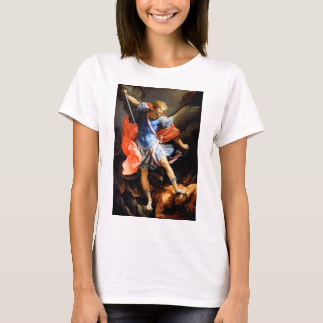 T-shirt Archangel Michael piétine Satan, Guido Reni (Devant)