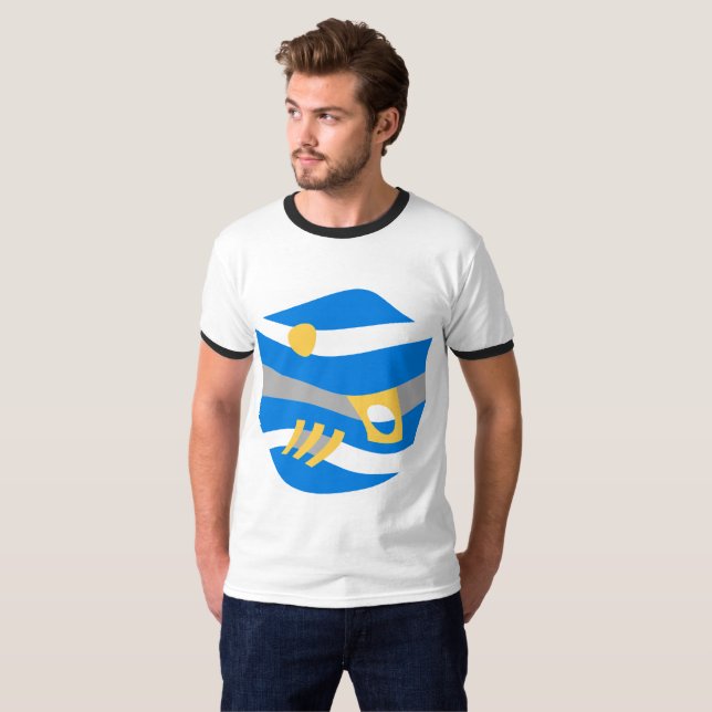 T-shirt Arche Abstraite Noah bleu gris jaune (Devant entier)