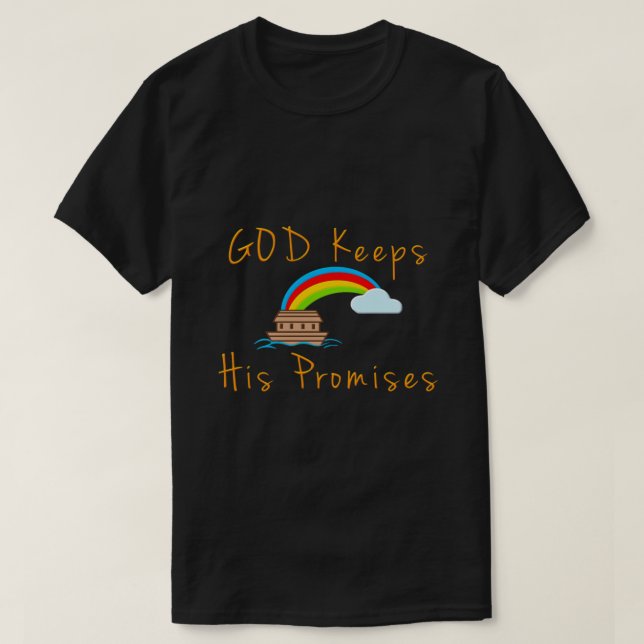 T-shirt Arche et arc-en-ciel Dieu tient ses promesses Noah (Design devant)